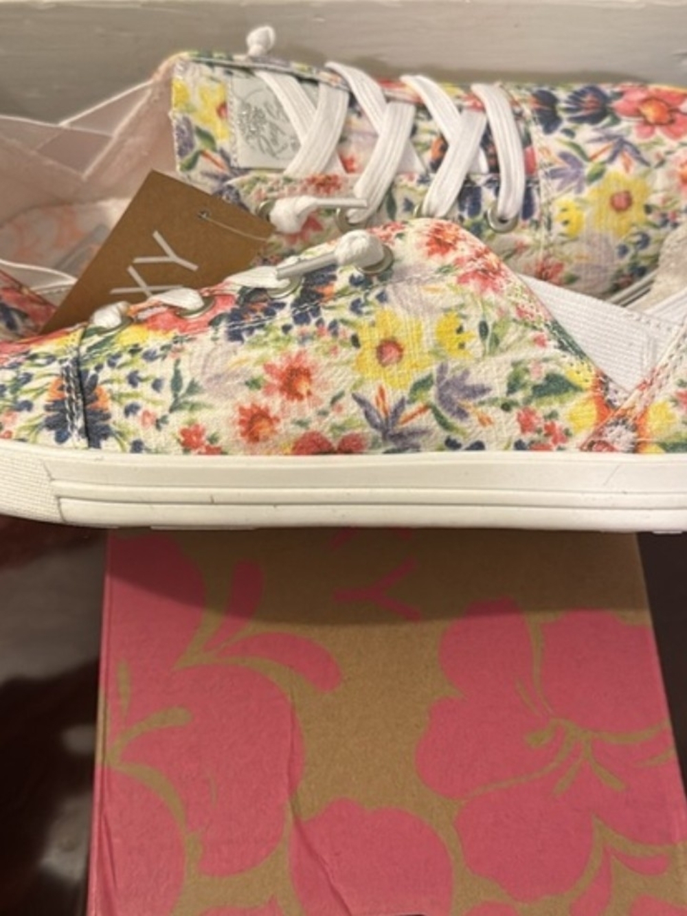Roxy Watercolor Floral Canvas Sneakers - Super Comfortable with Squishee Insoles - Picture 4 of 6